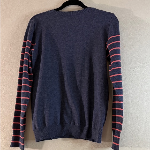 Poof Striped Knit Sweater Navy Pink Large - Picture 2 of 5